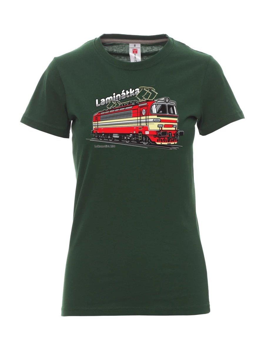 Damski t-shirt ciemnozielony Lokomotywa 230 „Laminátka“