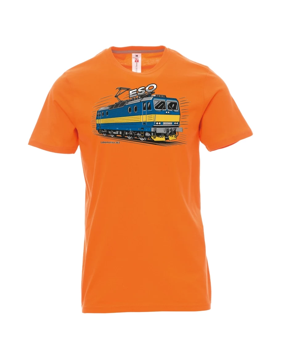 Męski t-shirt pomarańczowy Lokomotywa 363 „ESO“