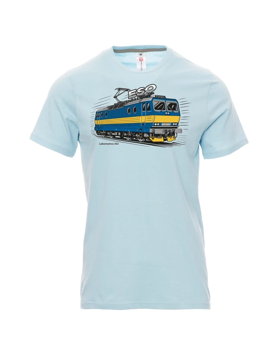 Męski t-shirt jasno niebieski Lokomotywa 363 „ESO“