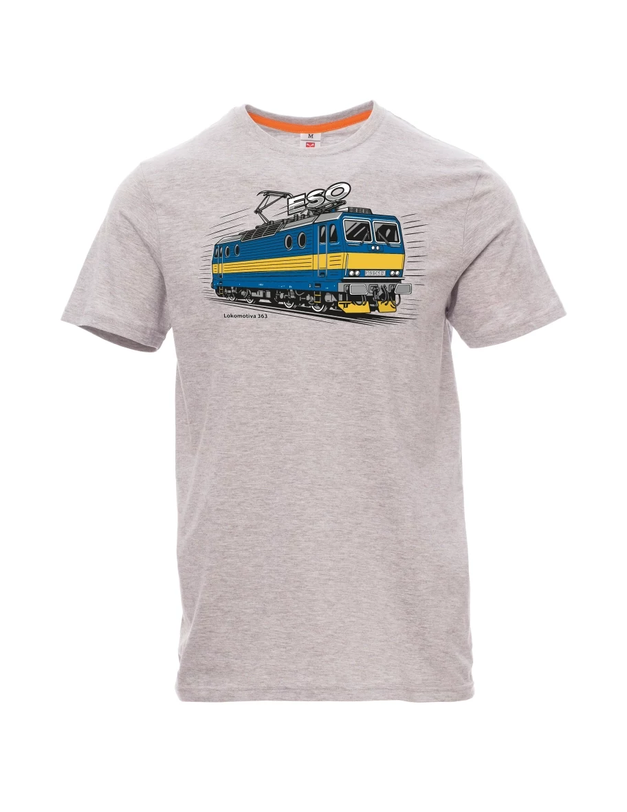 Męski t-shirt szary melanż Lokomotywa 363 „ESO“