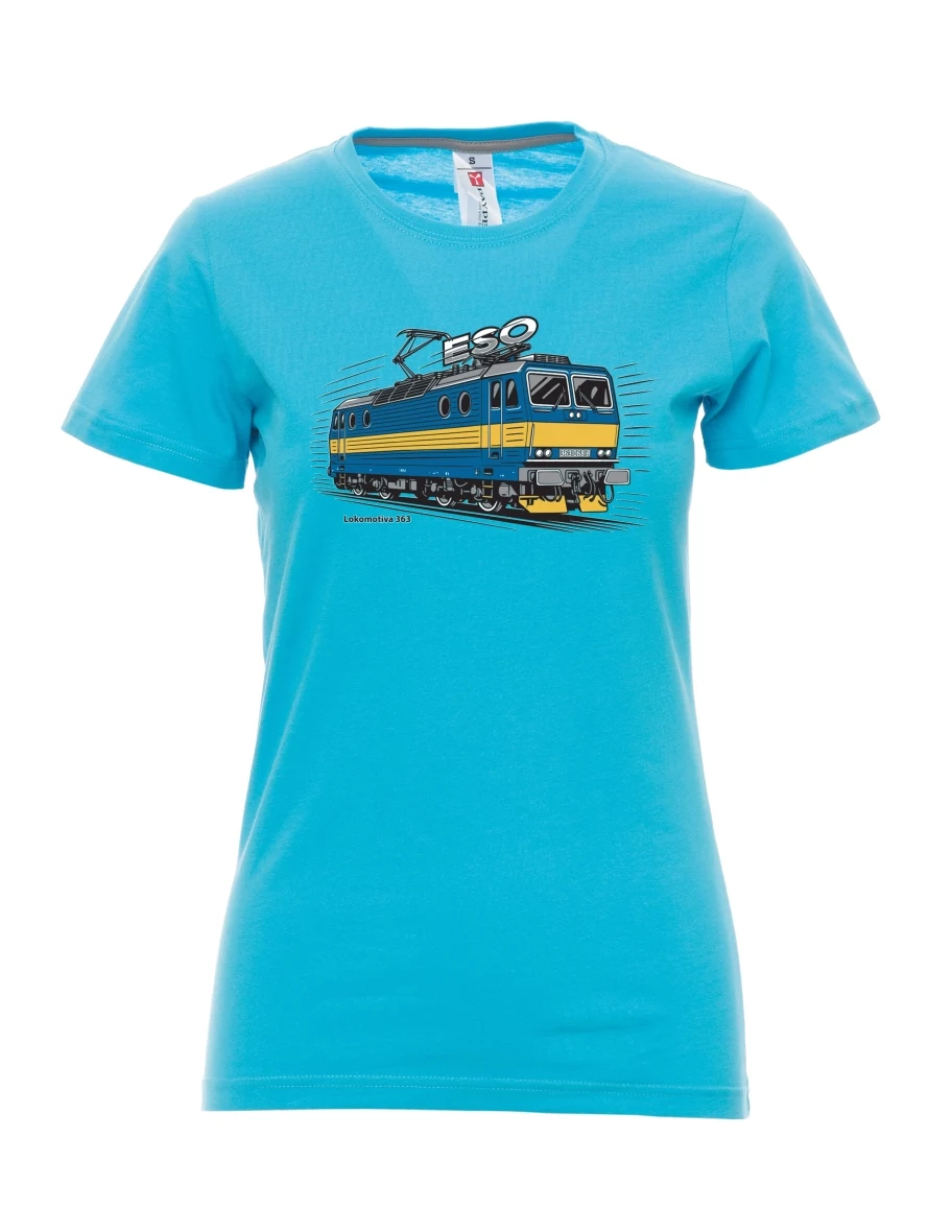 Damski t-shirt turkusowy Lokomotywa 363 „ESO“
