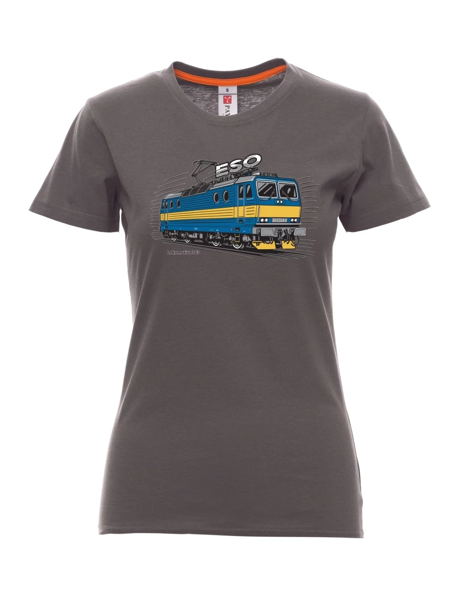 Damski t-shirt antracytowy Lokomotywa 363 „ESO“