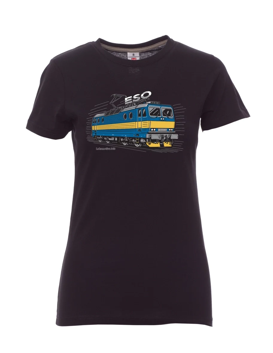 Damski t-shirt czarny Lokomotywa 363 „ESO“