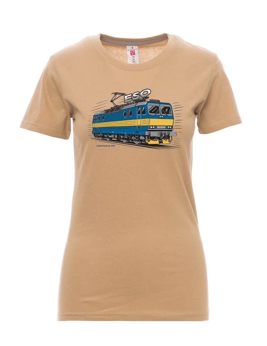Damski t-shirt brązowy Lokomotywa 363 „ESO“