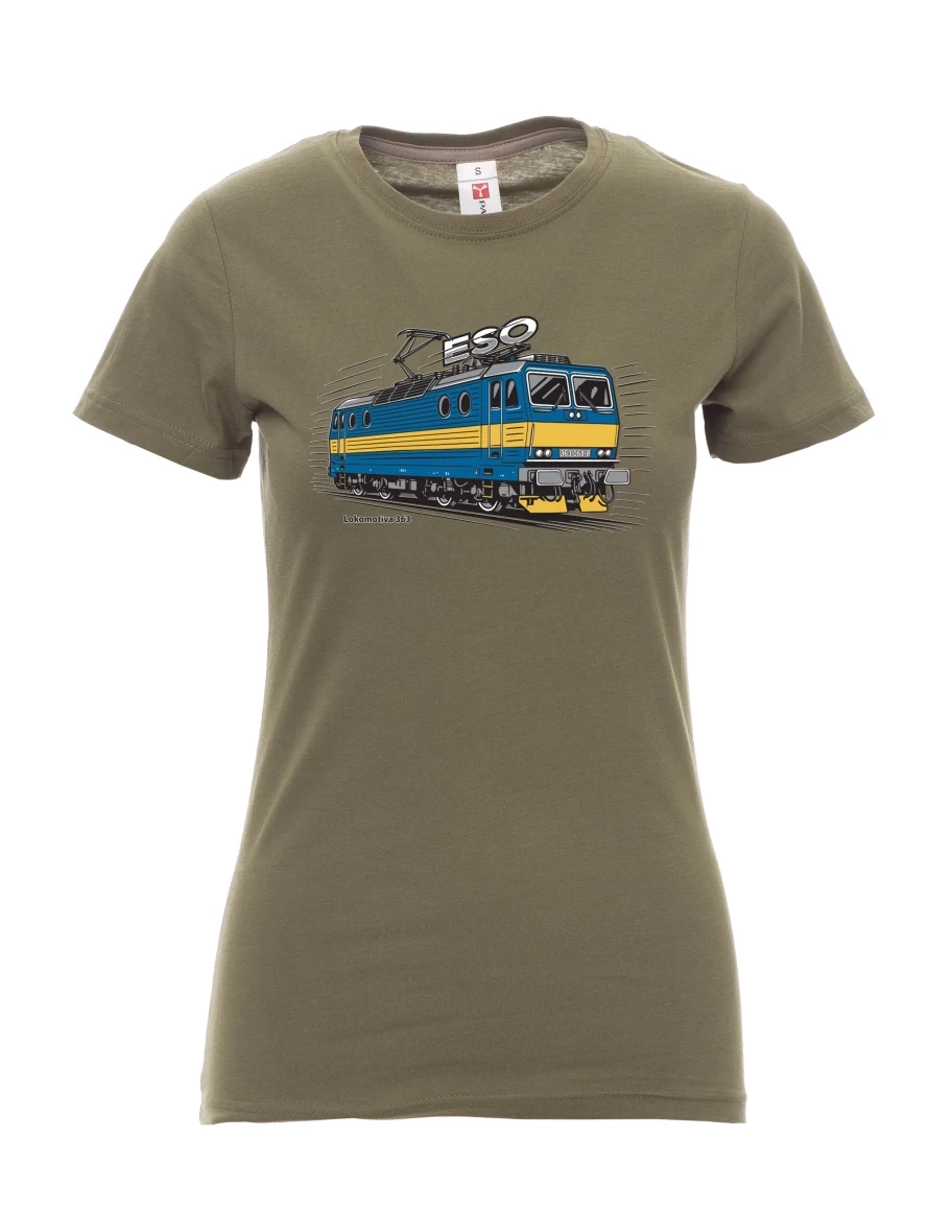 Damski t-shirt khaki Lokomotywa 363 „ESO“