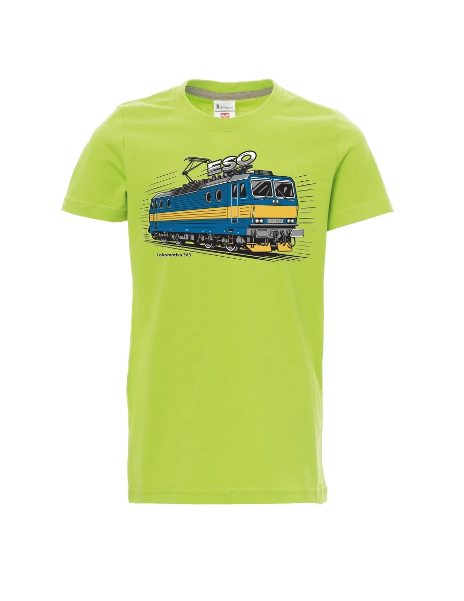 Dziecięcy t-shirt jasno zielony Lokomotywa 363 „ESO“