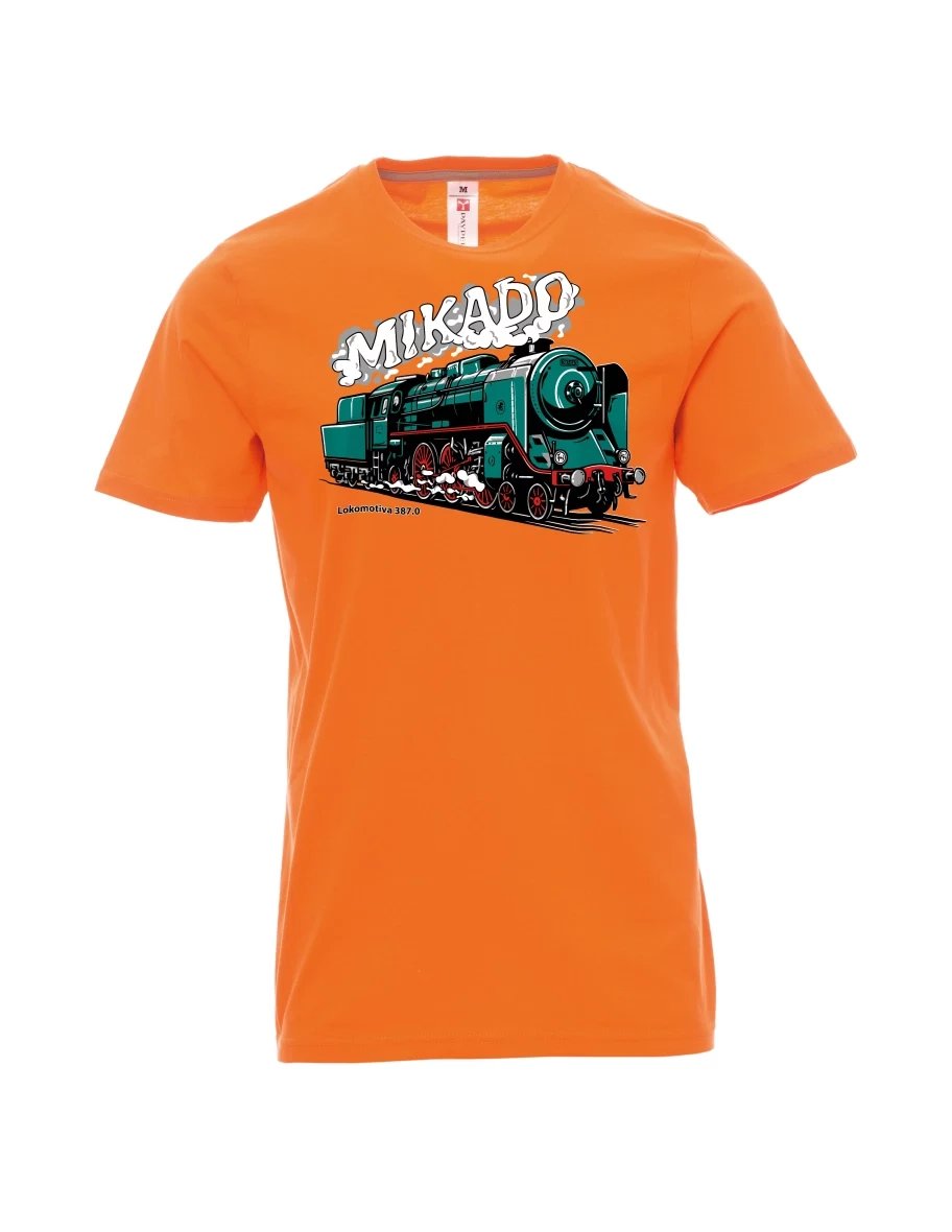 Męski t-shirt pomarańczowy Lokomotywa 387.0 „MIKADO“