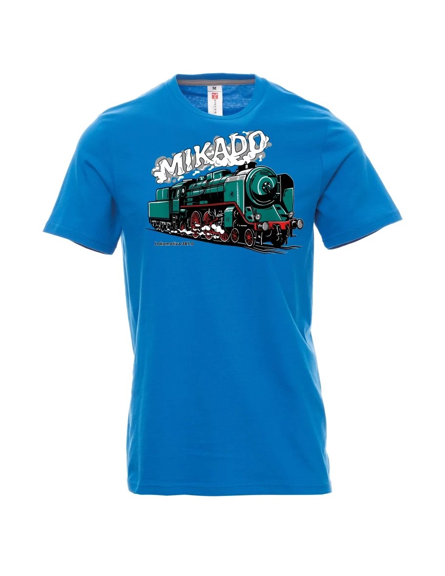 Męski t-shirt jasno niebieski Lokomotywa 387.0 „MIKADO“