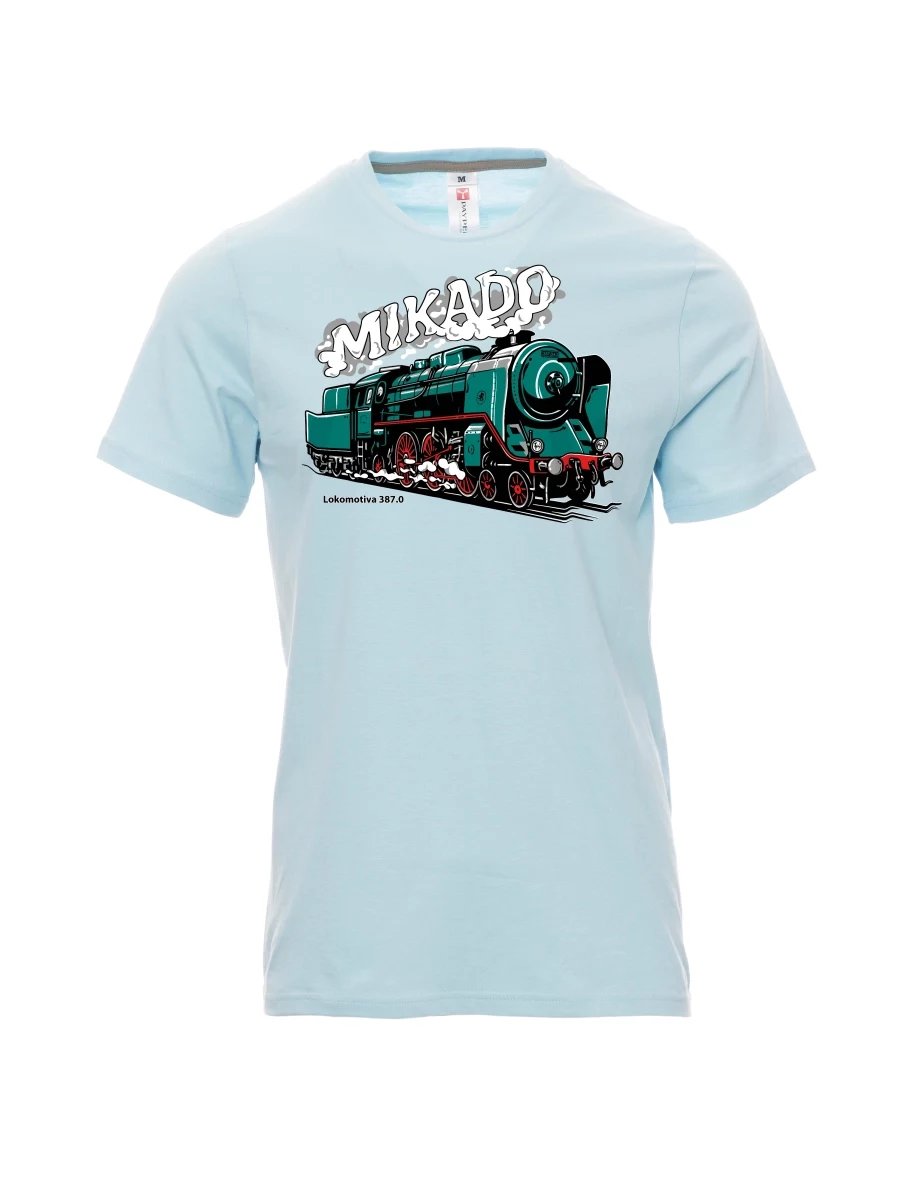 Męski t-shirt jasno niebieski Lokomotywa 387.0 „MIKADO“