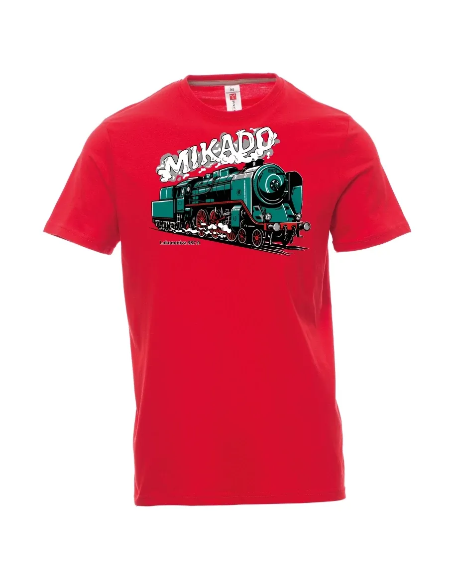 Męski t-shirt czerwony Lokomotywa 387.0 „MIKADO“