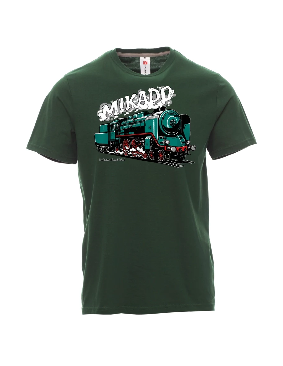 Męski t-shirt ciemnozielony Lokomotywa 387.0 „MIKADO“