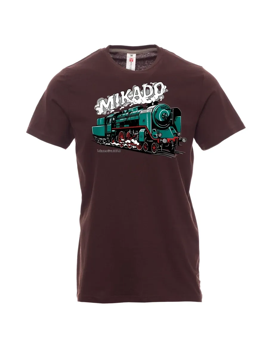 Męski t-shirt ciemny brąz Lokomotywa 387.0 „MIKADO“