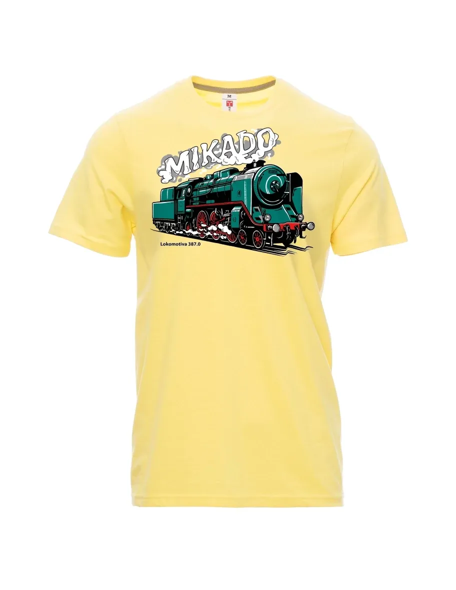 Męski t-shirt jasny zółty Lokomotywa 387.0 „MIKADO“