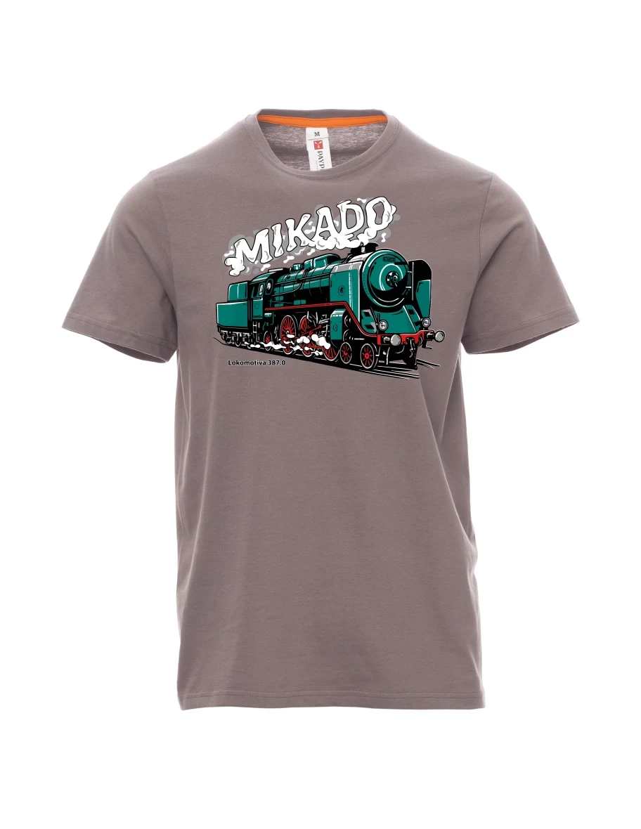 Męski t-shirt stalowa szarość Lokomotywa 387.0 „MIKADO“