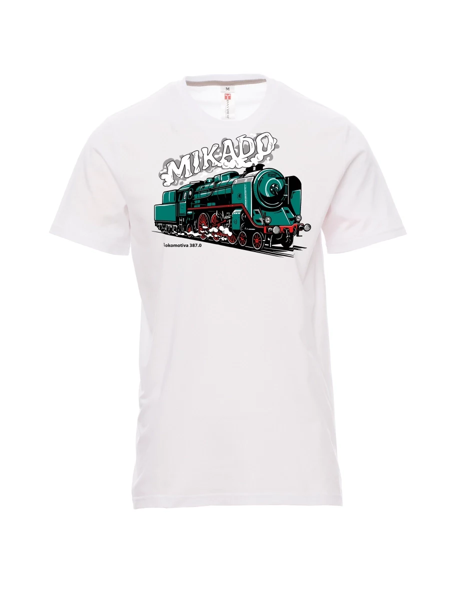 Męski t-shirt biały Lokomotywa 387.0 „MIKADO“