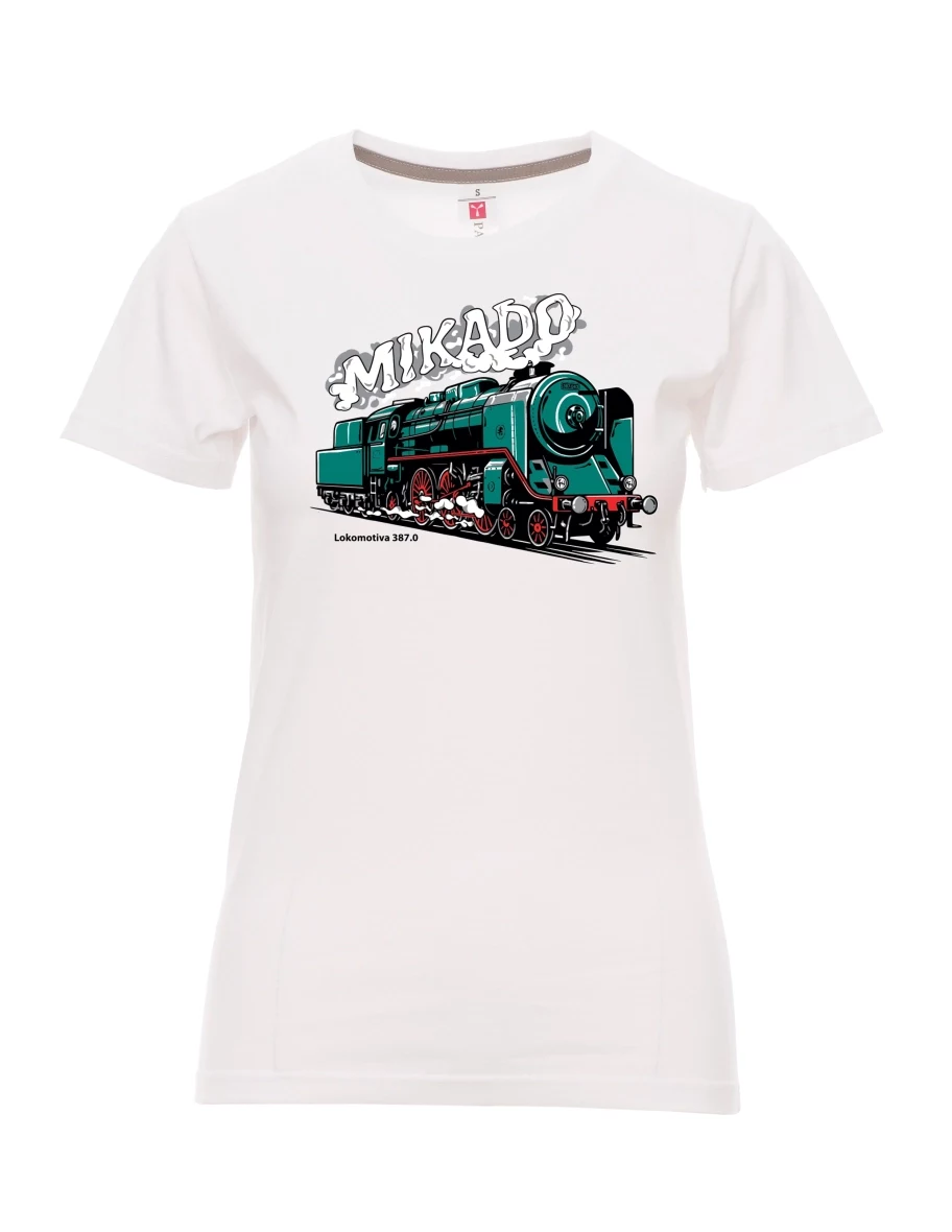 Damski t-shirt biały Lokomotywa 387.0 „MIKADO“