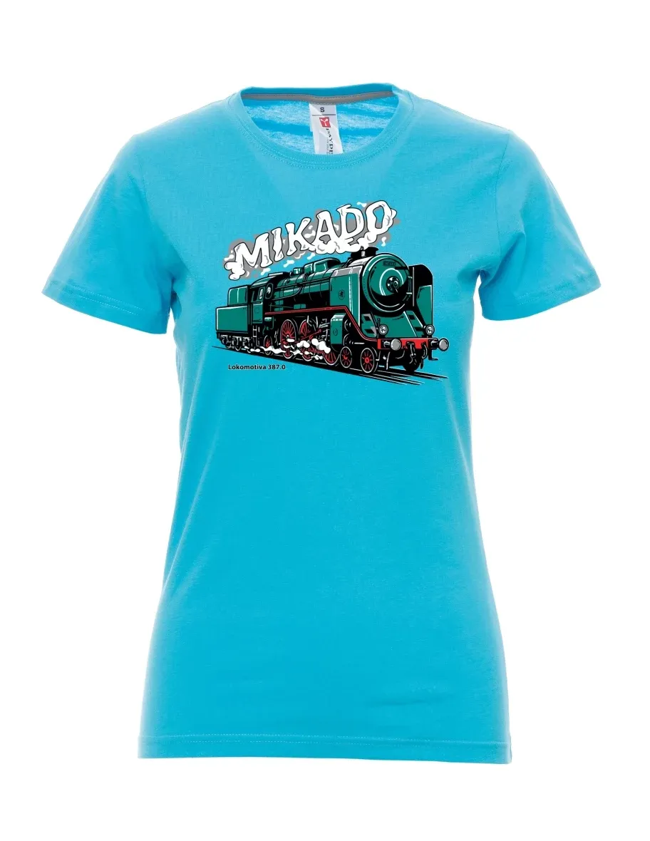 Damski t-shirt turkusowy Lokomotywa 387.0 „MIKADO“