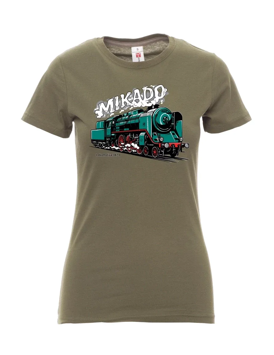 Damski t-shirt khaki Lokomotywa 387.0 „MIKADO“