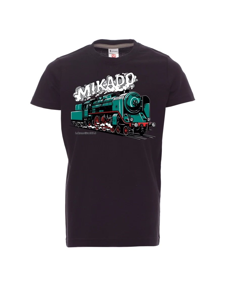 Dziecięcy t-shirt czarny Lokomotywa 387.0 „MIKADO“