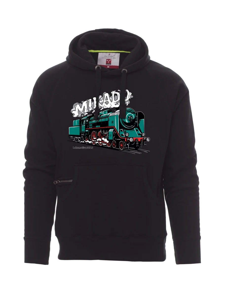Męska bluza czarna Lokomotywa 387.0 „MIKADO“