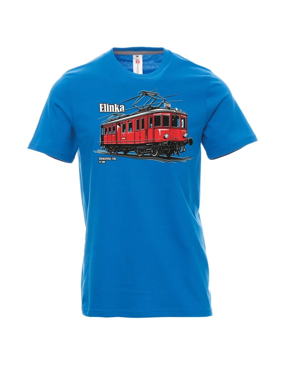 Męski t-shirt jasno niebieski Wagon elektryczny M 400 „Elinka“