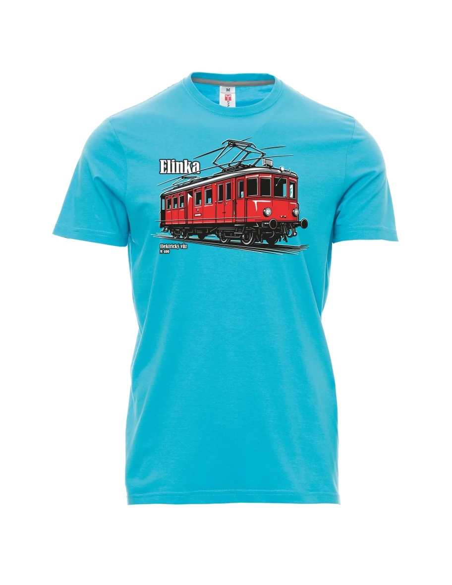 Męski t-shirt turkusowy Wagon elektryczny M 400 „Elinka“