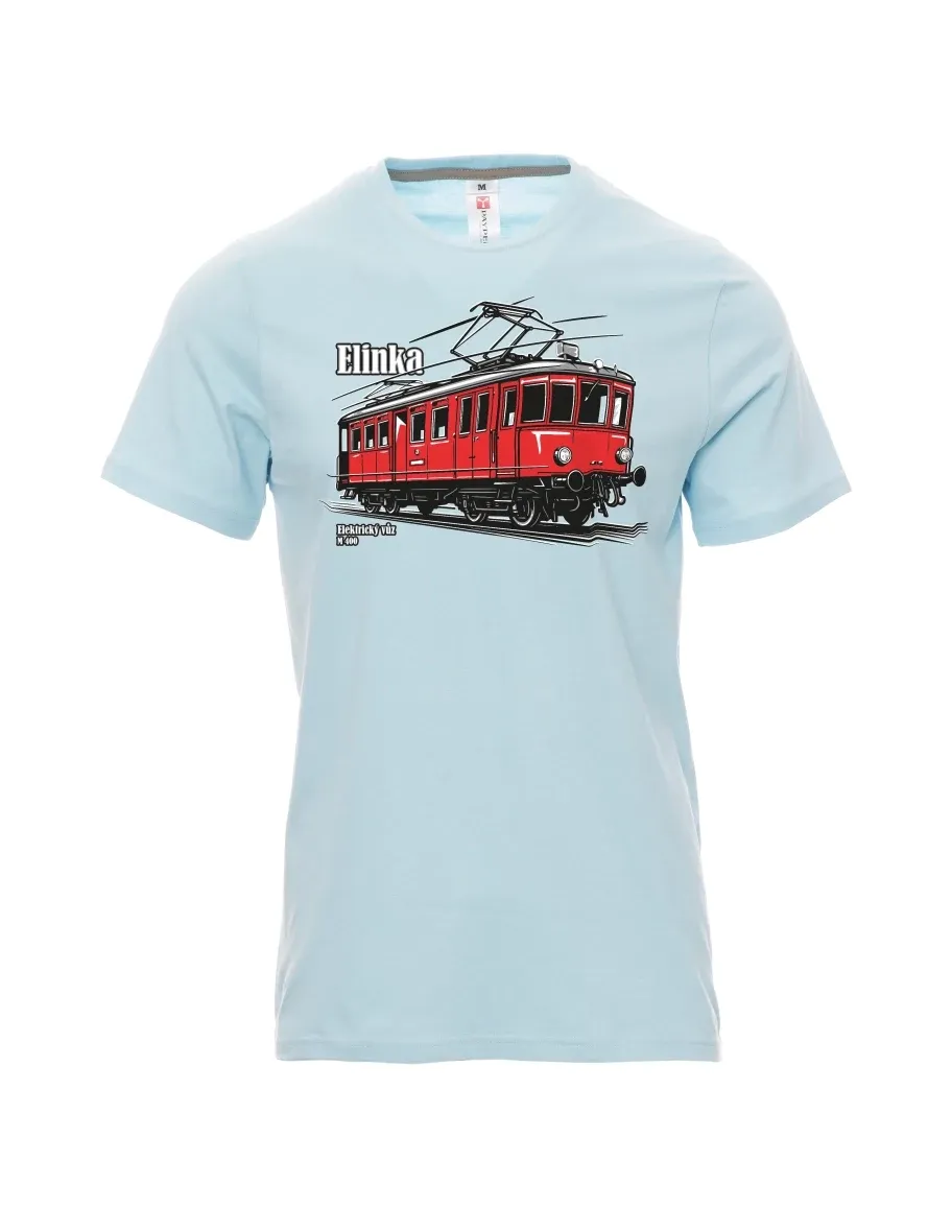 Męski t-shirt jasno niebieski Wagon elektryczny M 400 „Elinka“