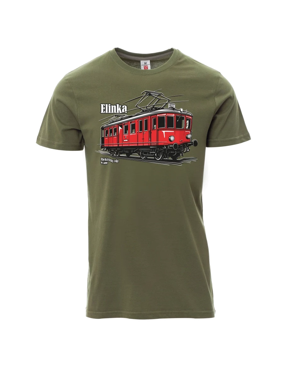 Męski t-shirt khaki Wagon elektryczny M 400 „Elinka“
