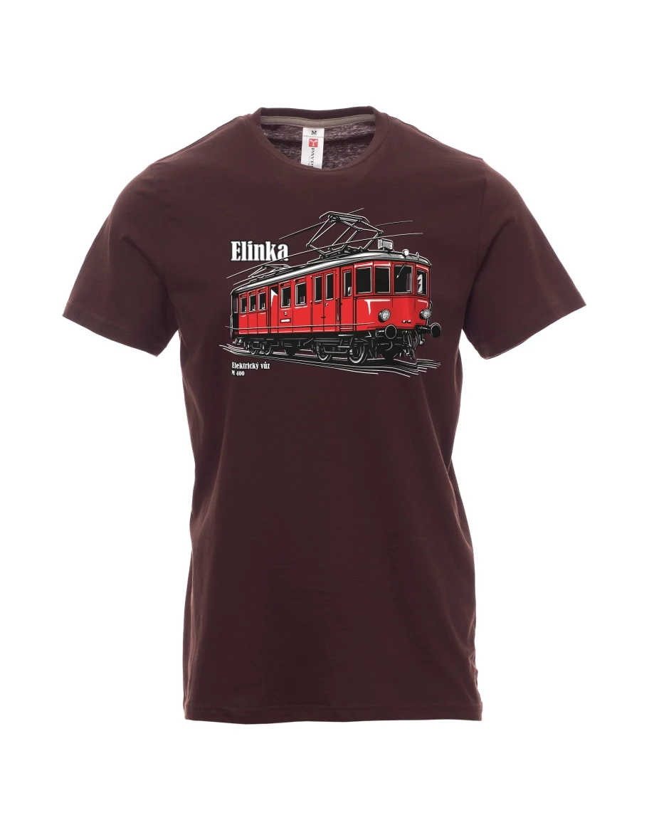 Męski t-shirt ciemny brąz Wagon elektryczny M 400 „Elinka“