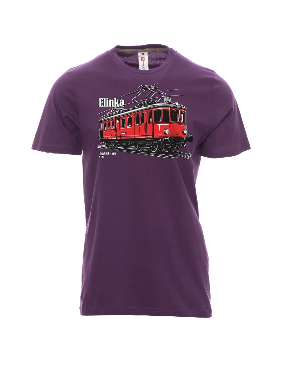 Męski t-shirt purpurowy Wagon elektryczny M 400 „Elinka“