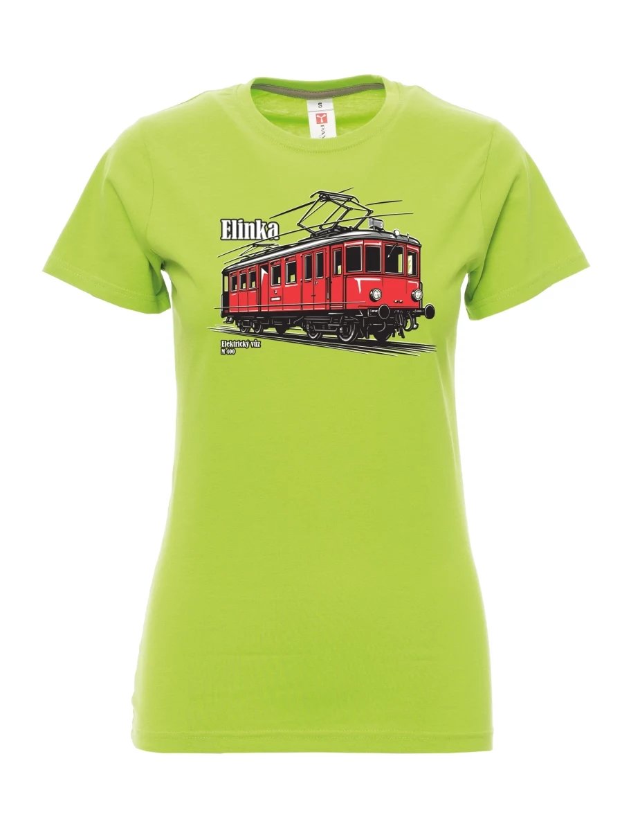 Damski t-shirt limetkowy Wagon elektryczny M 400 „Elinka“