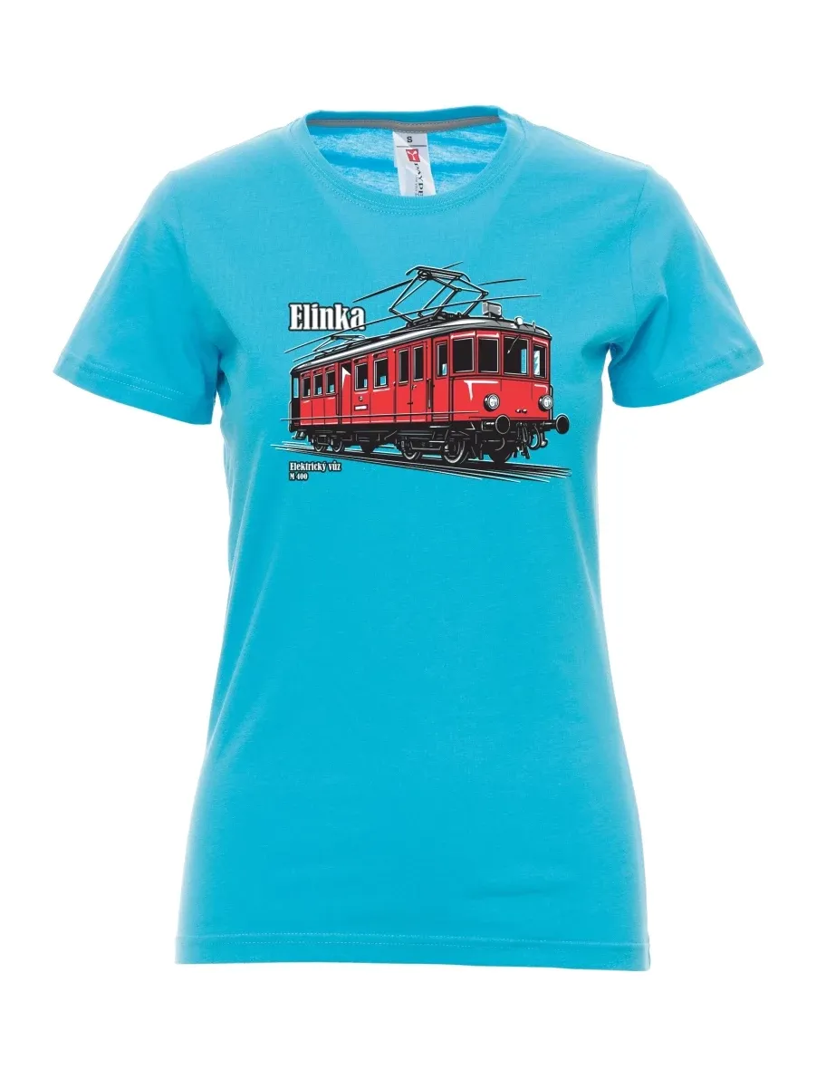 Damski t-shirt turkusowy Wagon elektryczny M 400 „Elinka“