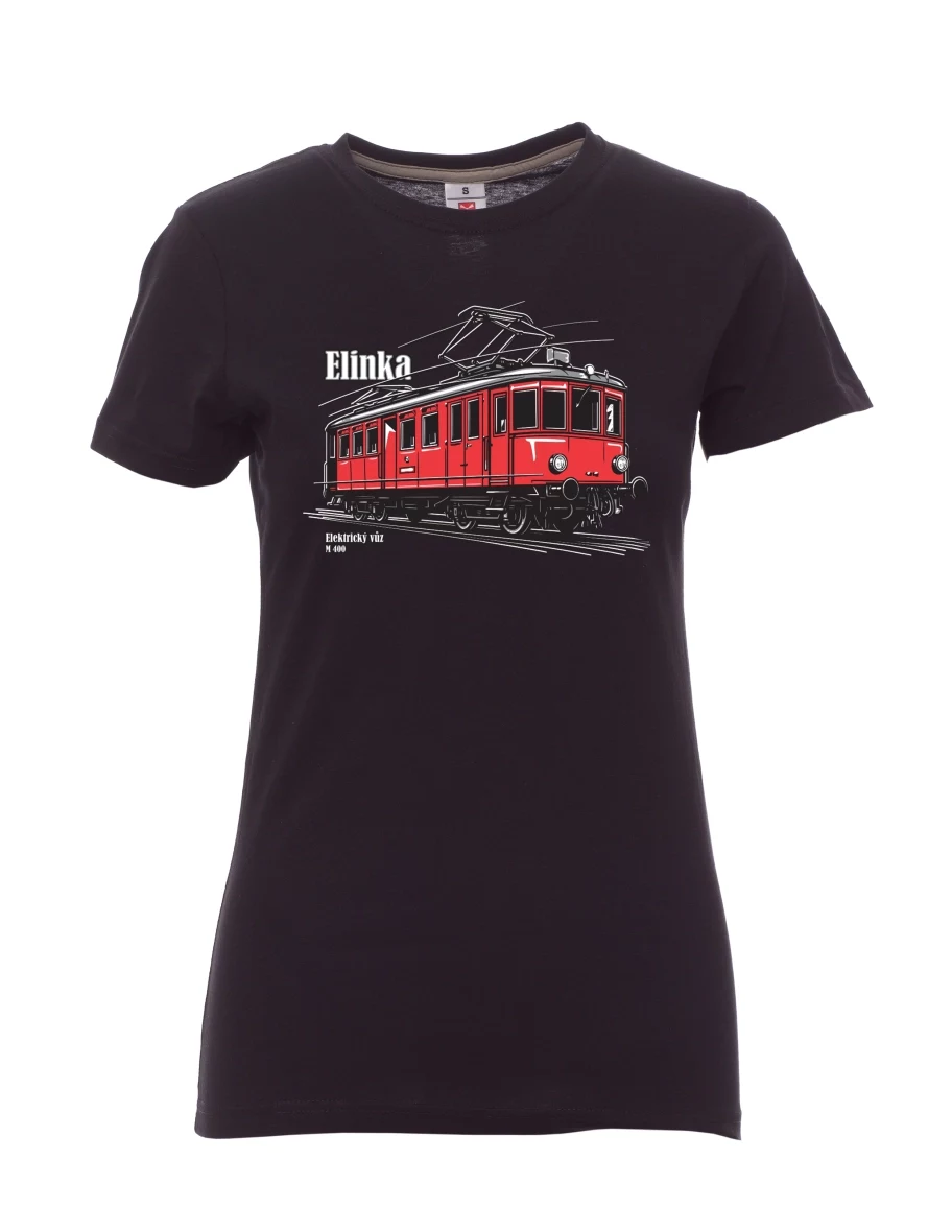 Damski t-shirt czarny Wagon elektryczny M 400 „Elinka“