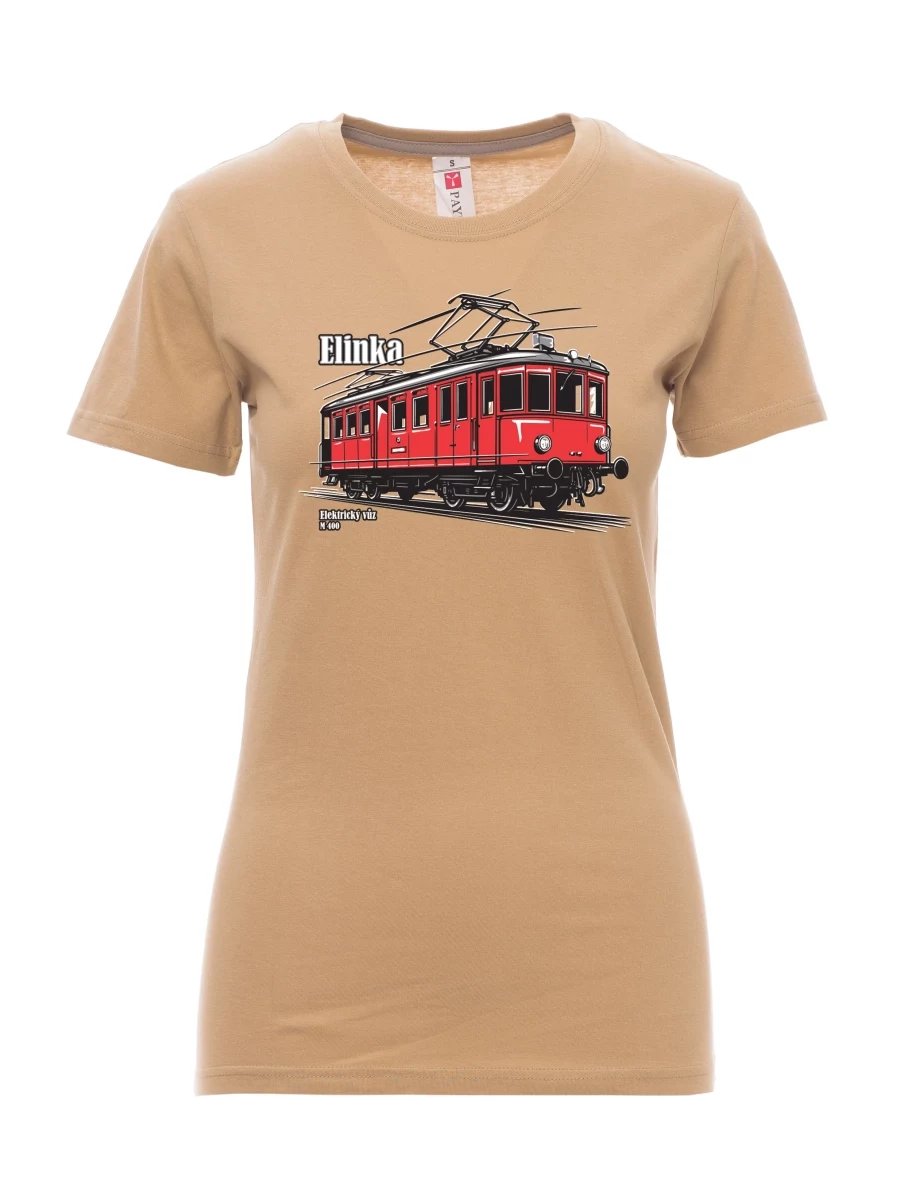 Damski t-shirt brązowy Wagon elektryczny M 400 „Elinka“