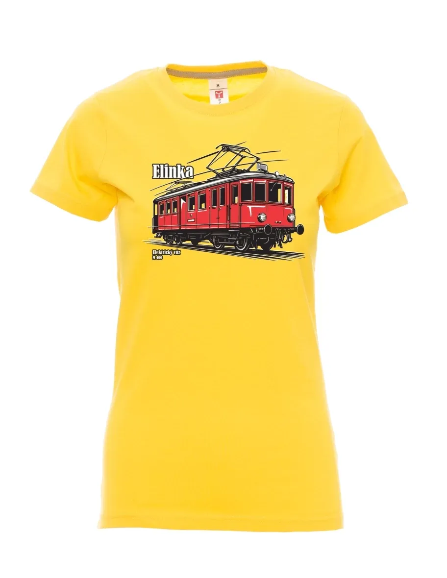 Damski t-shirt żółty Wagon elektryczny M 400 „Elinka“