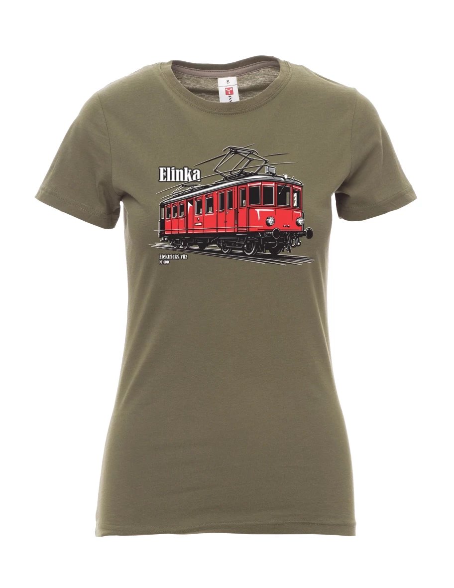 Damski t-shirt khaki Wagon elektryczny M 400 „Elinka“