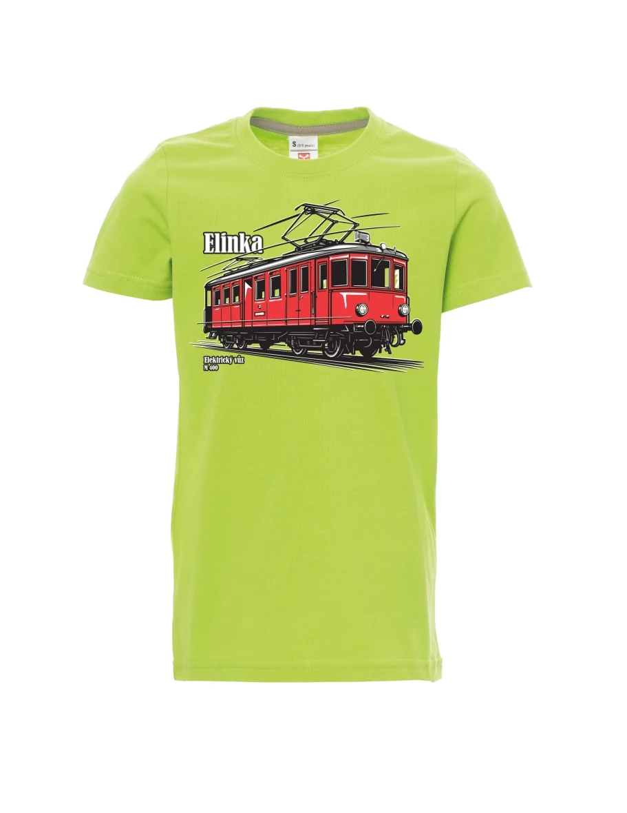 Dziecięcy t-shirt jasno zielony Wagon elektryczny M 400 „Elinka“