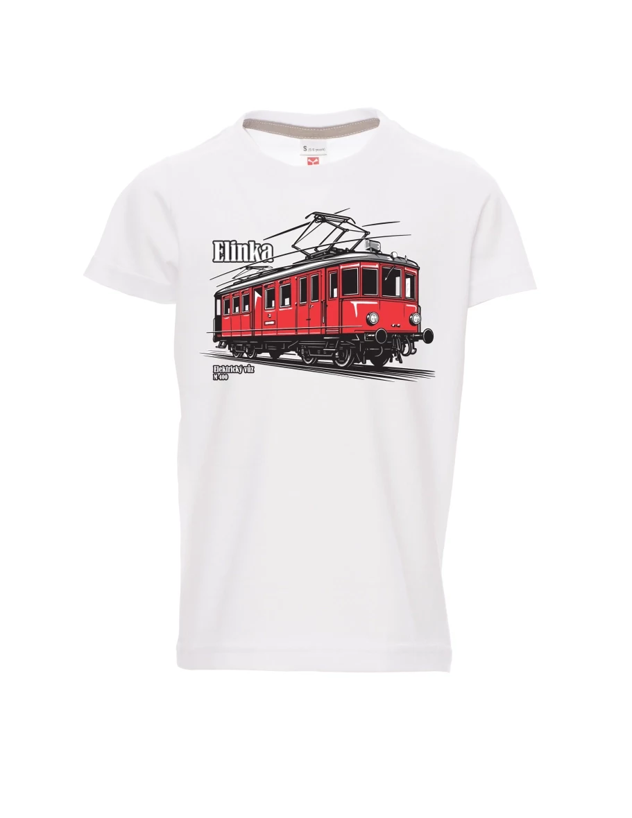 Dziecięcy t-shirt biały Wagon elektryczny M 400 „Elinka“