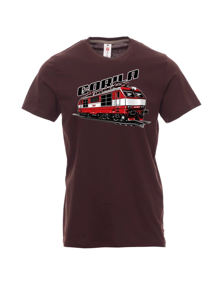 Męski t-shirt ciemny brąz Lokomotywa 350 „Gorila“