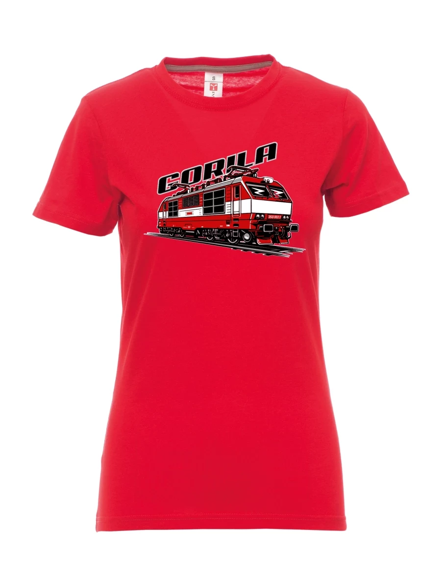 Damski t-shirt czerwony Lokomotywa 350 „Gorila“