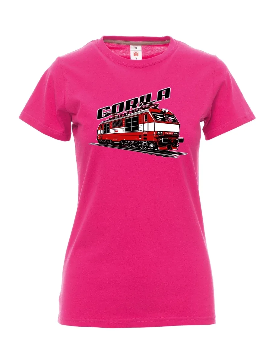 Damski t-shirt różowy Lokomotywa 350 „Gorila“