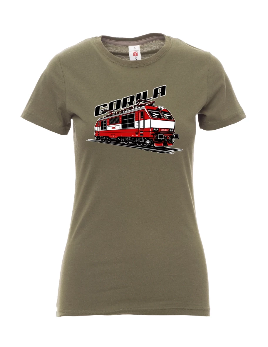 Damski t-shirt khaki Lokomotywa 350 „Gorila“