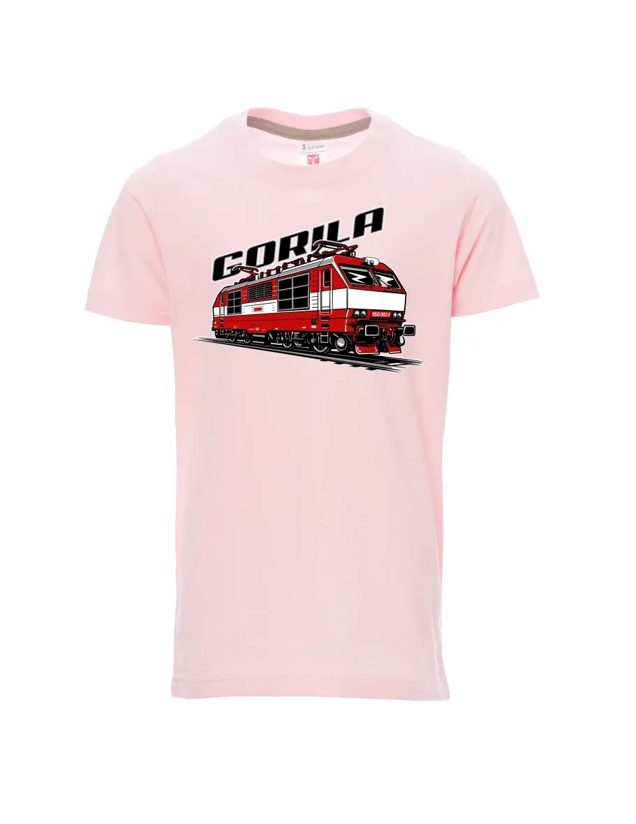 Dziecięcy t-shirt jasno różowy Lokomotywa 350 „Gorila“