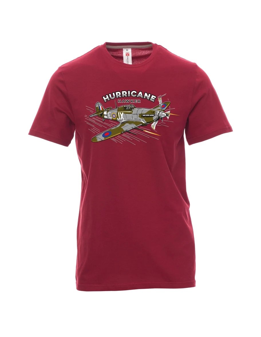 Męski t-shirt czerwony Samolot Hurricane Hawker