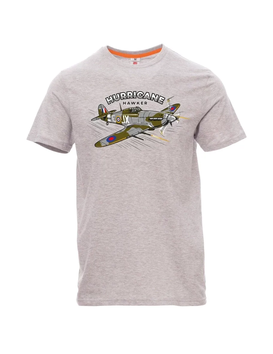 Męski t-shirt szary melanż Samolot Hurricane Hawker