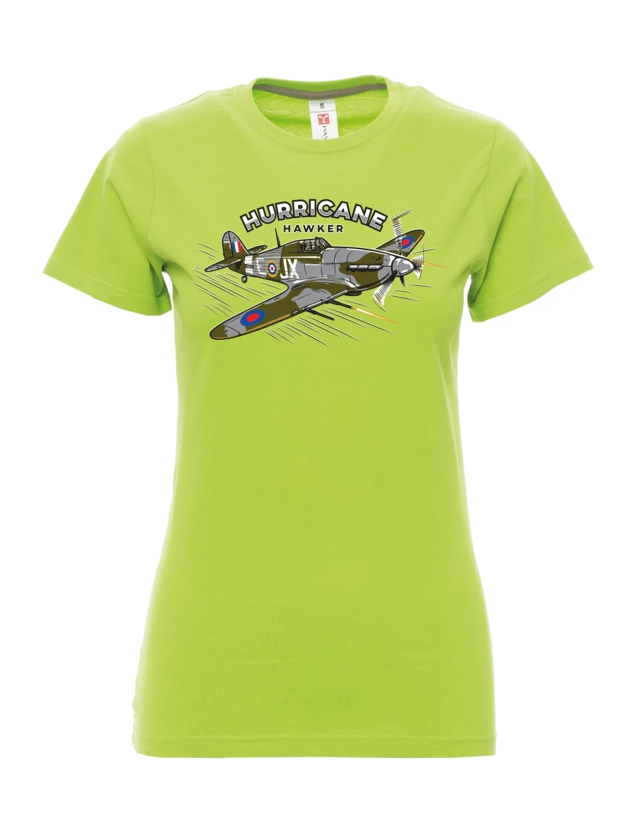 Damski t-shirt limetkowy Samolot Hurricane Hawker