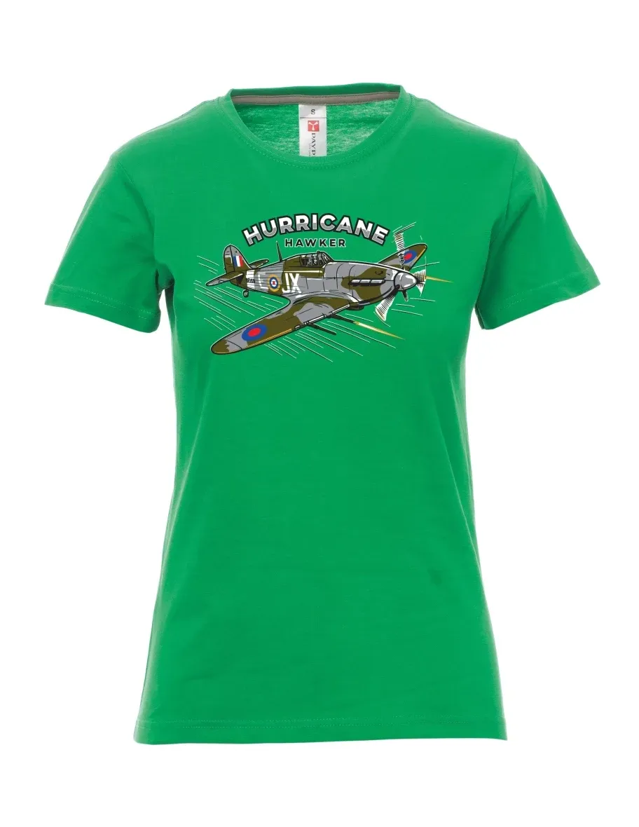 Damski t-shirt zielony Samolot Hurricane Hawker