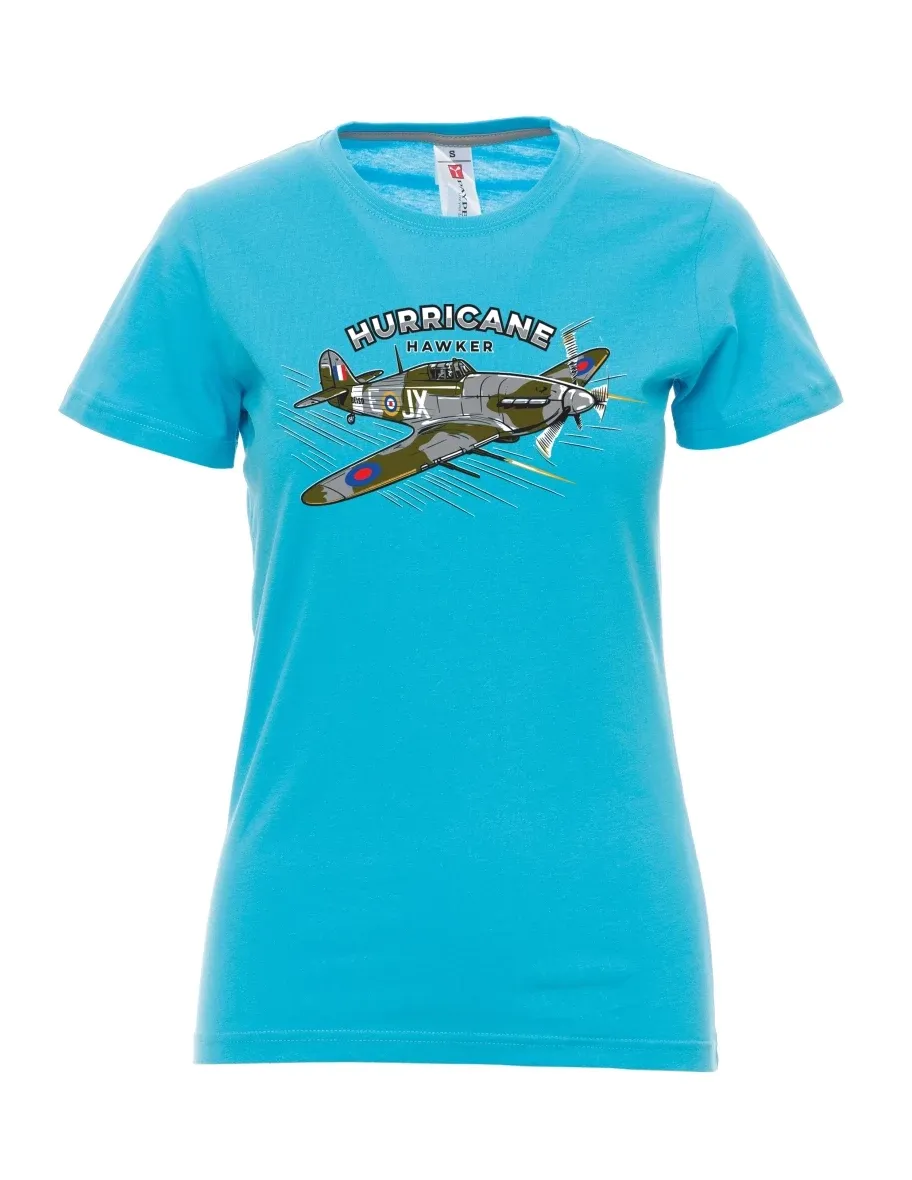 Damski t-shirt turkusowy Samolot Hurricane Hawker