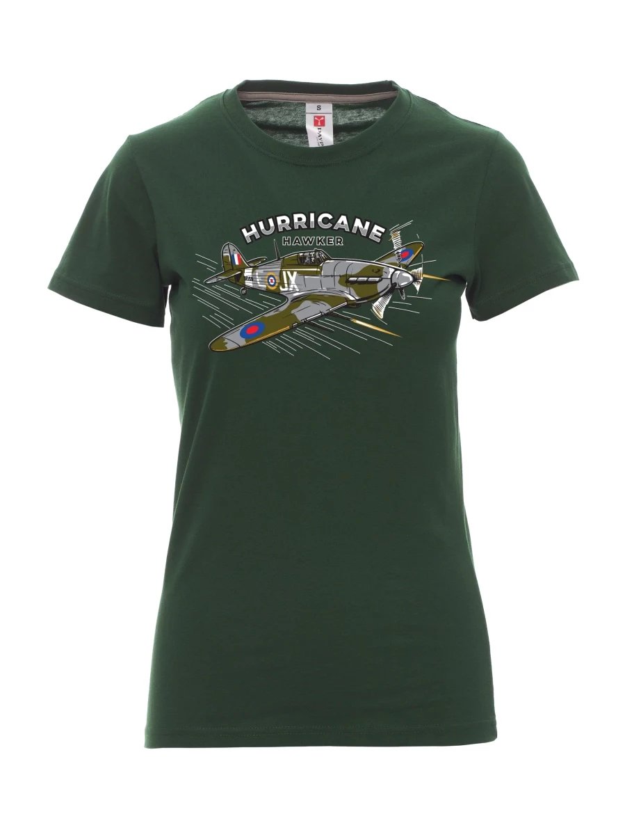 Damski t-shirt ciemnozielony Samolot Hurricane Hawker