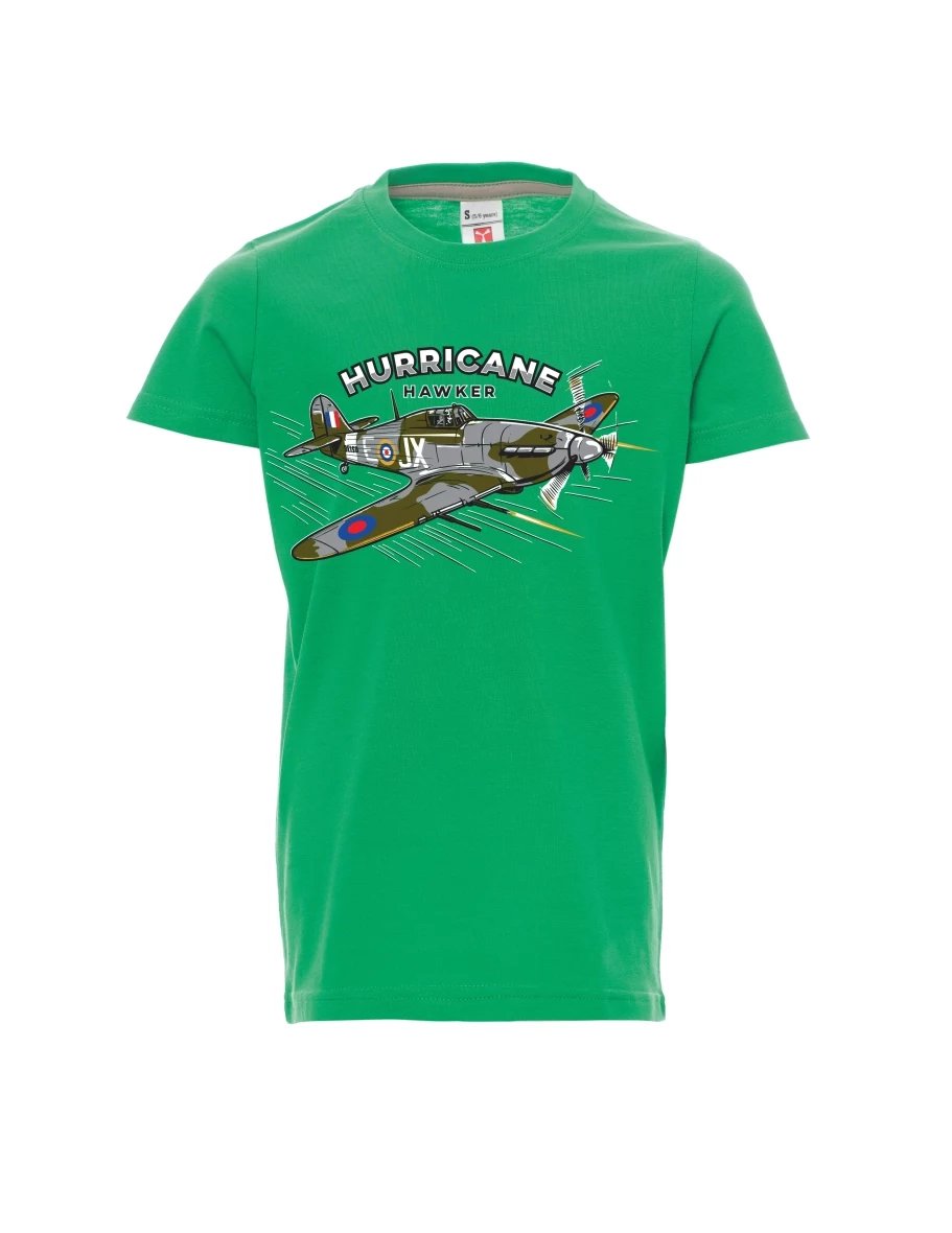 Dziecięcy t-shirt zielony Samolot Hurricane Hawker